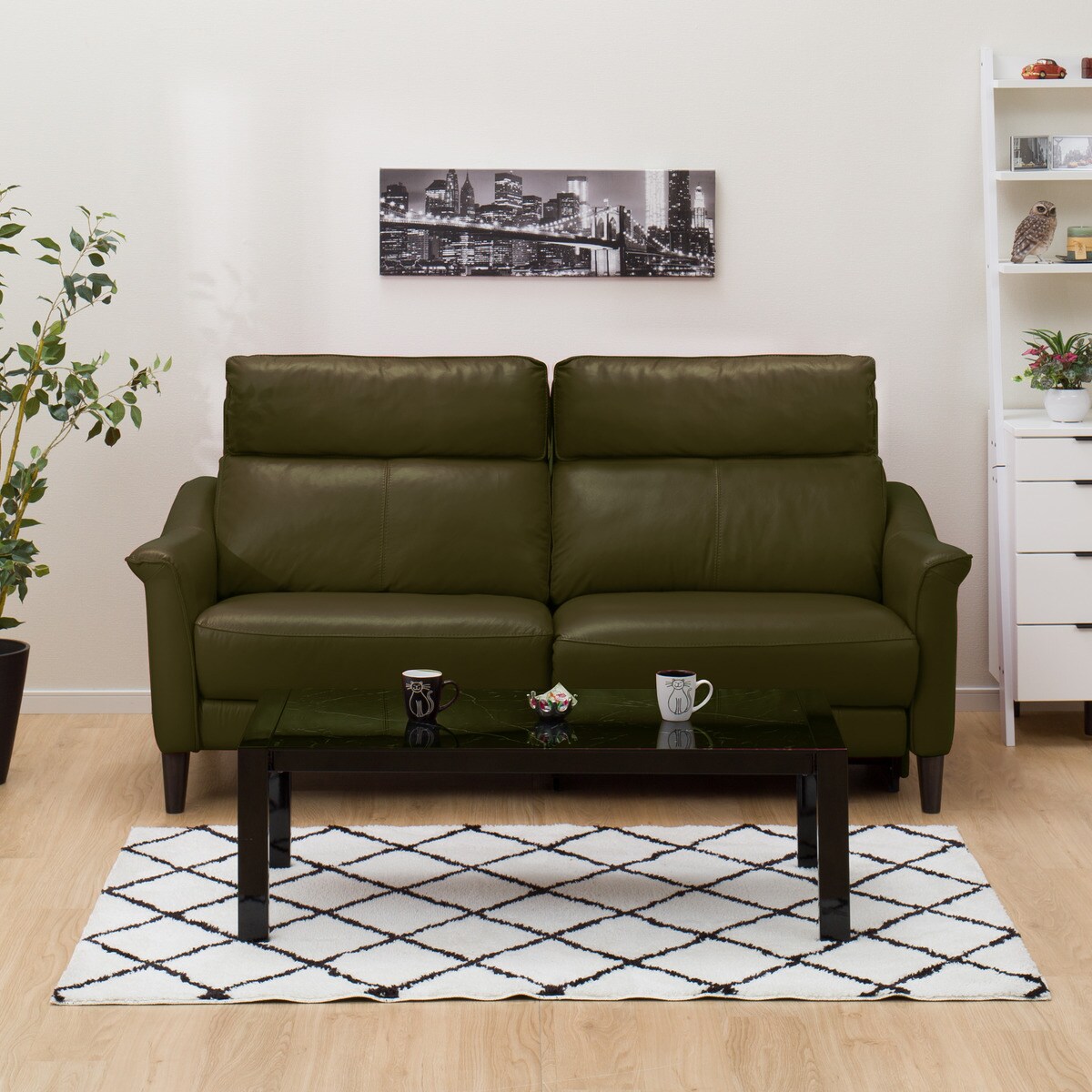 ニトリそソフア 3人掛け左電動リクライニングソファ 本革(一部合成皮革)タイプ