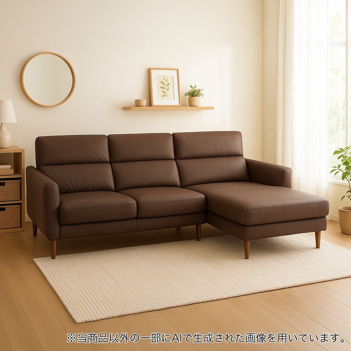 カウチソファ 本革(一部合成皮革)タイプ (KK026 右カウチ DGR