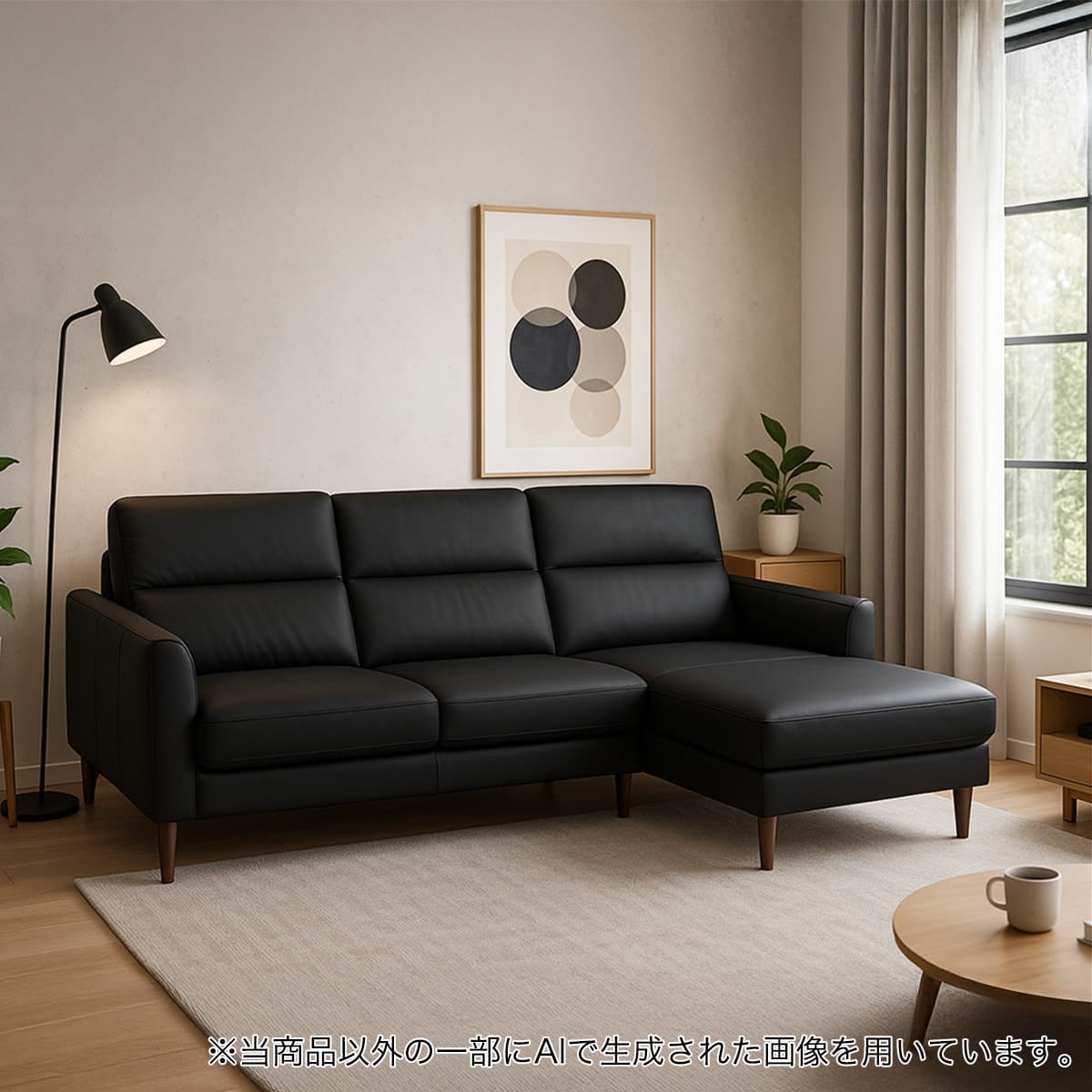 カウチソファ 本革(一部合成皮革)タイプ (KK026 左カウチ BK) | ニトリ