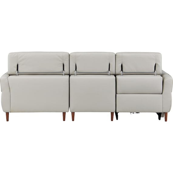 電動カウチソファ 本革(一部合成皮革)タイプ (KK026 左カウチ MGY) 16枚目画像