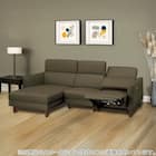 電動カウチソファ 本革(一部合成皮革)タイプ (KK026 右カウチ DGR) 1枚目画像