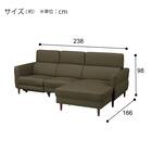 電動カウチソファ 本革(一部合成皮革)タイプ (KK026 左カウチ DGR) 11枚目画像