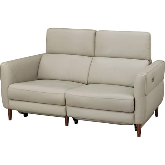 2人掛け電動リクライニングソファ 本革(一部合成皮革)タイプ (KK026 MGY) 1枚目画像