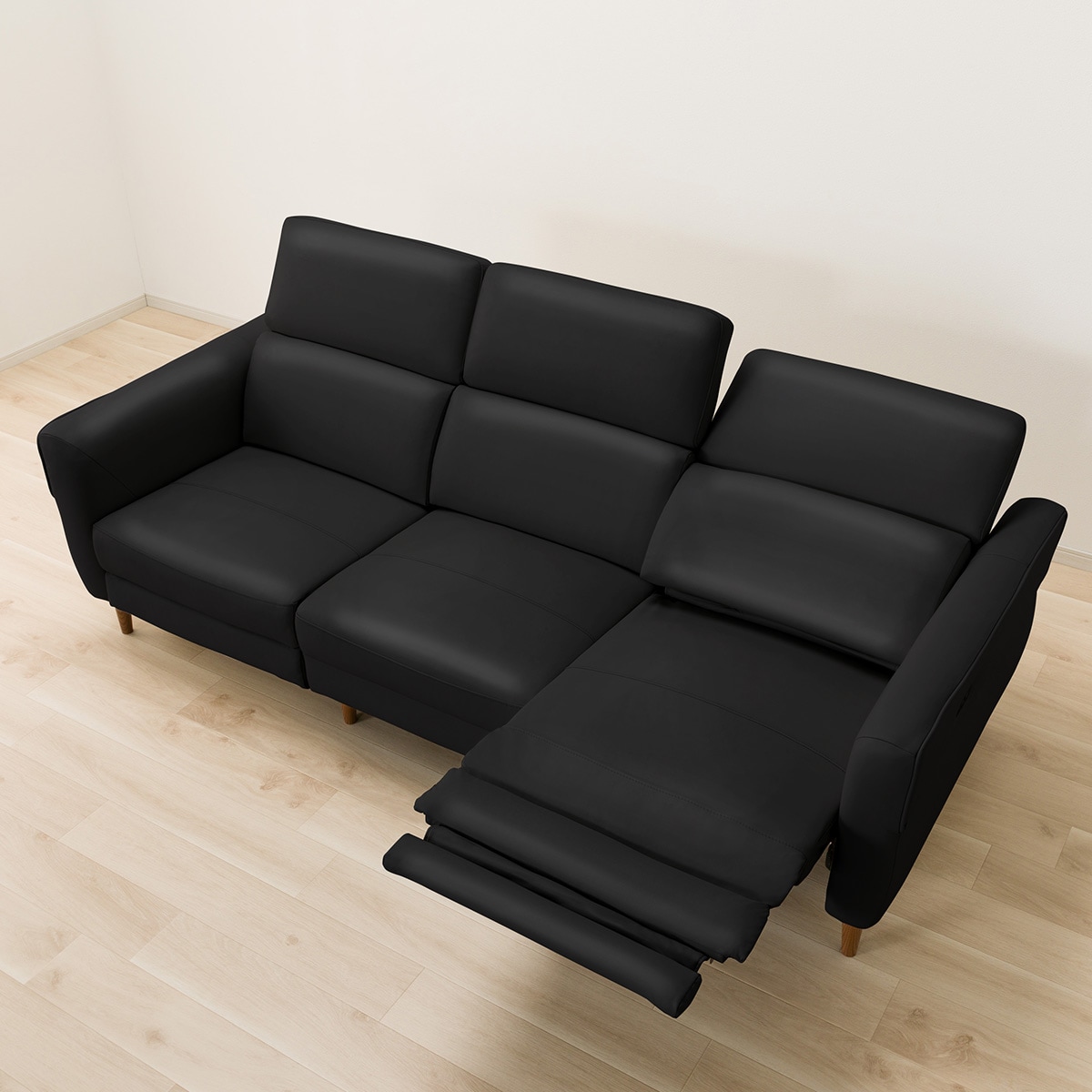 電動リクライニングソファ3人掛け 本革ブラック 電動リクライニングソファ 3人掛け リクライニング 本革 革ソファ 合革