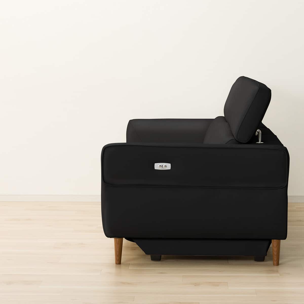 3人掛け電動リクライニングソファ 本革(一部合成皮革)タイプ (KK026 BK