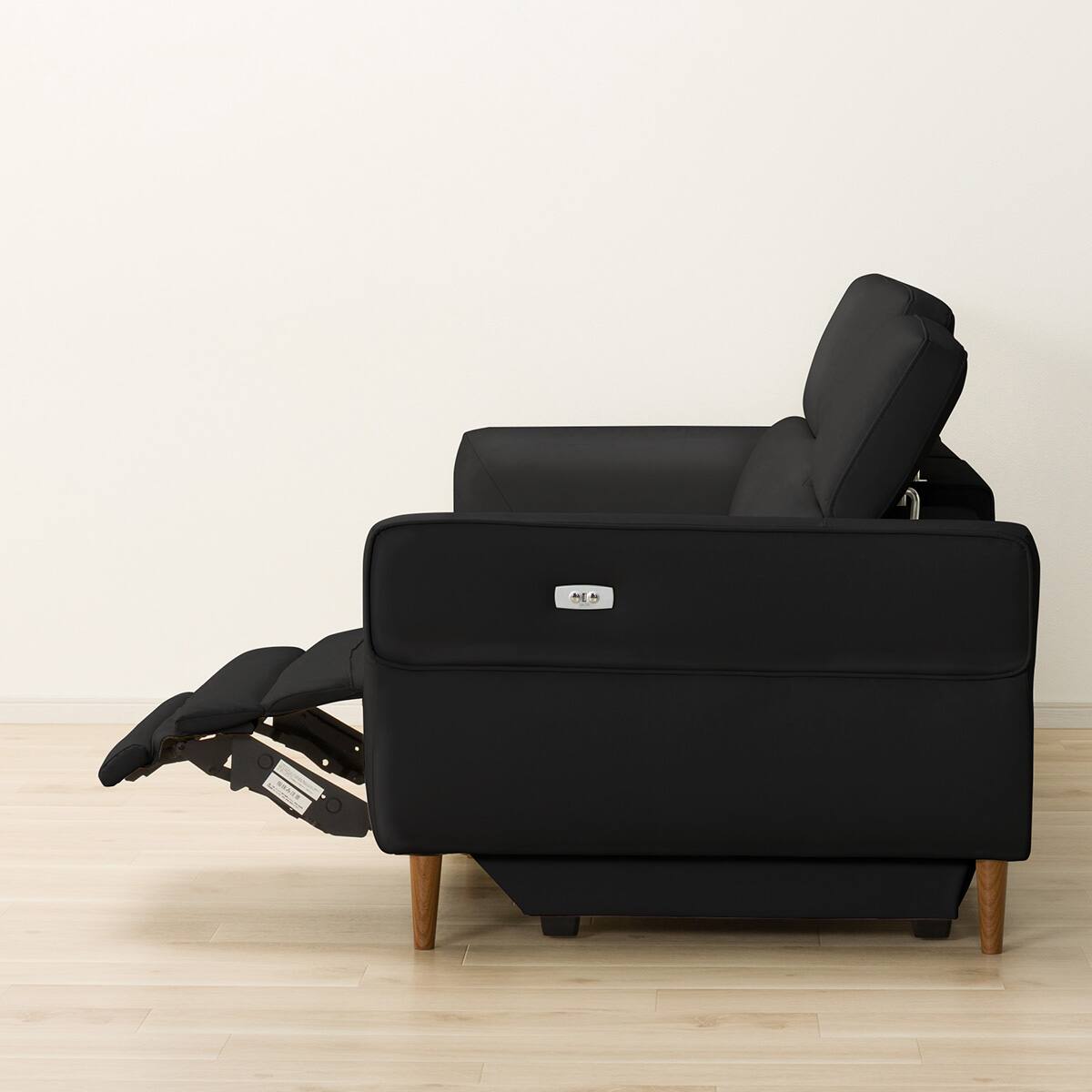 3人掛け電動リクライニングソファ 本革(一部合成皮革)タイプ (KK026 BK