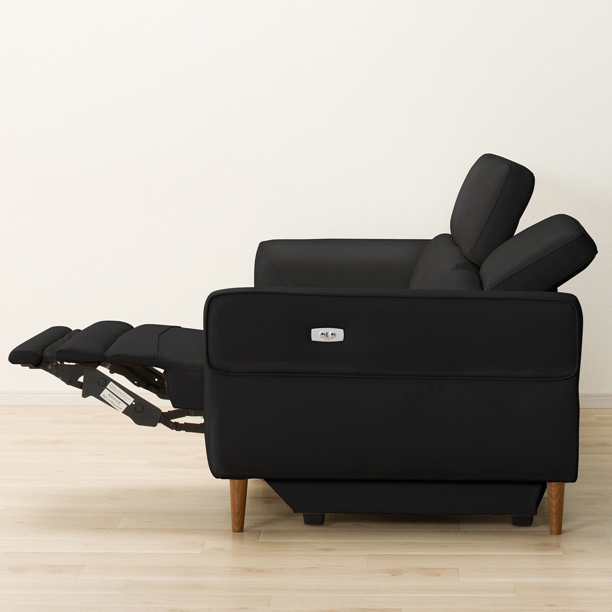 3人掛け電動リクライニングソファ 本革(一部合成皮革)タイプ (KK026 BK