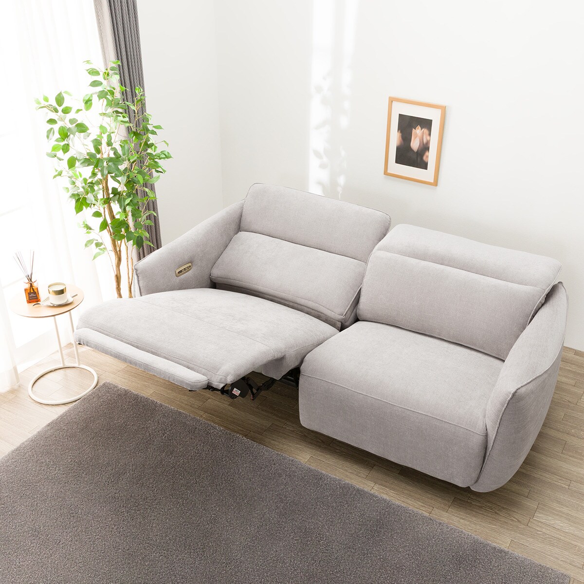 3人掛け電動リクライニングソファ 布張りタイプ (LE09 2モーター LGY