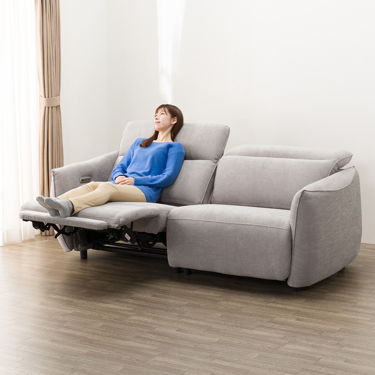 3人掛け電動リクライニングソファ 布張りタイプ (LE09 2モーター LGY