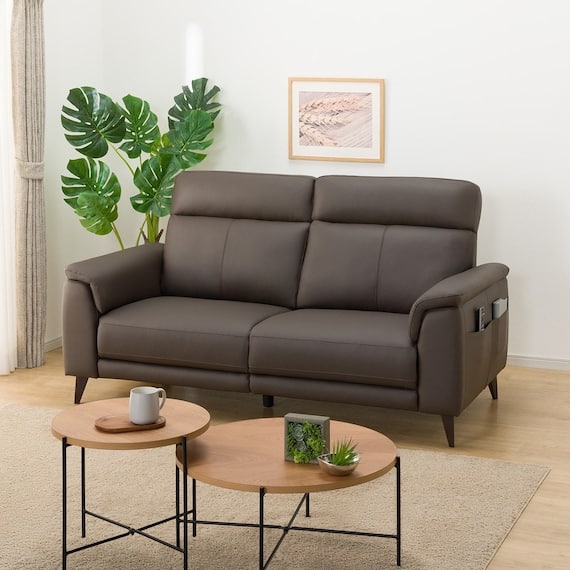 3人掛けソファ 本革(一部合成皮革)タイプ (LB07 DBR) 1枚目画像