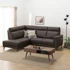 コーナーソファ 本革(一部合成皮革)タイプ(LB07 右コーナー DBR) 1枚目画像