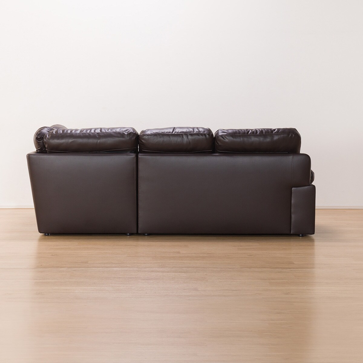 コーナーソファ 本革(一部合成皮革)タイプ (Sステイツ 左カウチ DBR