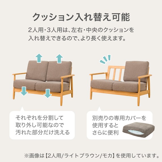 3人掛けソファ 布張りタイプ (IG01 DBR/DMO) 3枚目画像