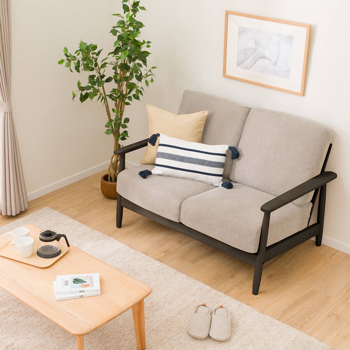 2人掛けソファ 布張りタイプ (IG01 DBR/LGY) | ニトリネット【公式