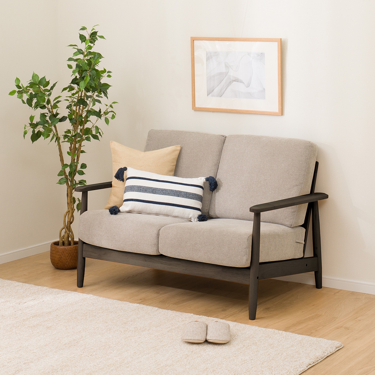 ニトリ　ソファ　二人掛け 2人掛けソファ 布張りタイプ (IG01 DBR/LGY) | ニトリネット【公式