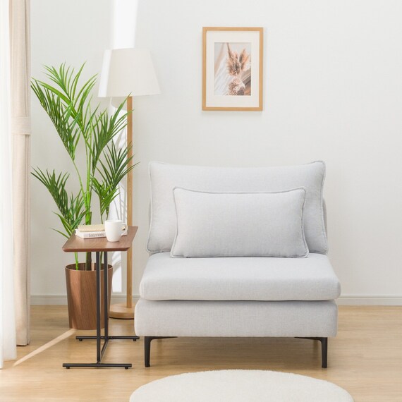 広い座面のゆったり 1人掛けソファ 布張りタイプ (MS01 肘なし LGY) 14枚目画像