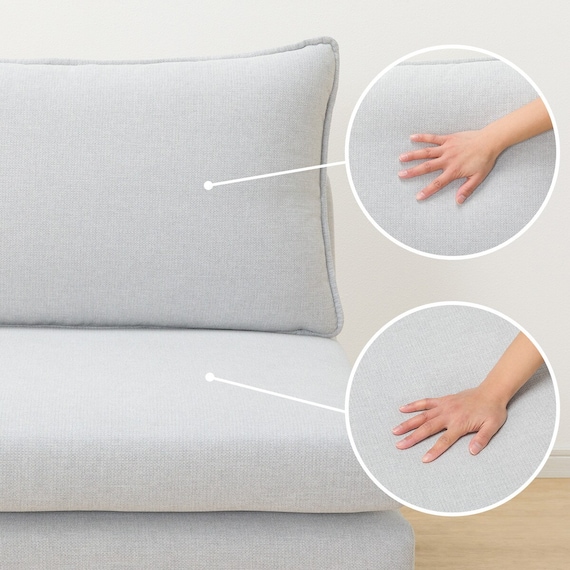 広い座面のゆったり 1人掛けソファ 布張りタイプ (MS01 肘なし LGY) 22枚目画像