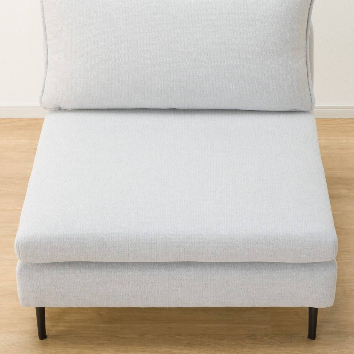 広い座面のゆったり 1人掛けソファ 布張りタイプ (MS01 肘なし LGY