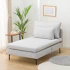 広い座面のゆったり シェーズロング 布張りタイプ (MS01 肘なし LGY) 1枚目画像