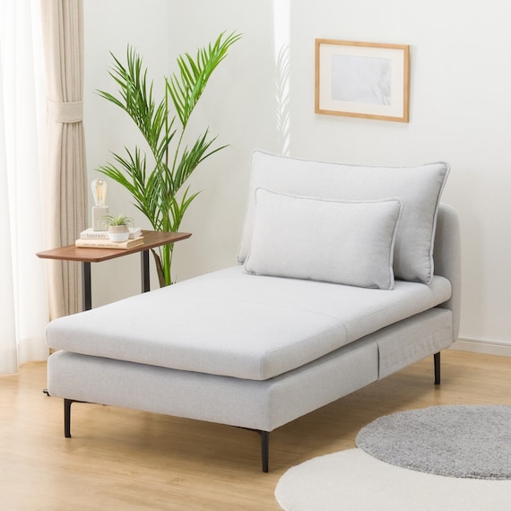 広い座面のゆったり シェーズロング 布張りタイプ (MS01 肘なし LGY) 1枚目画像