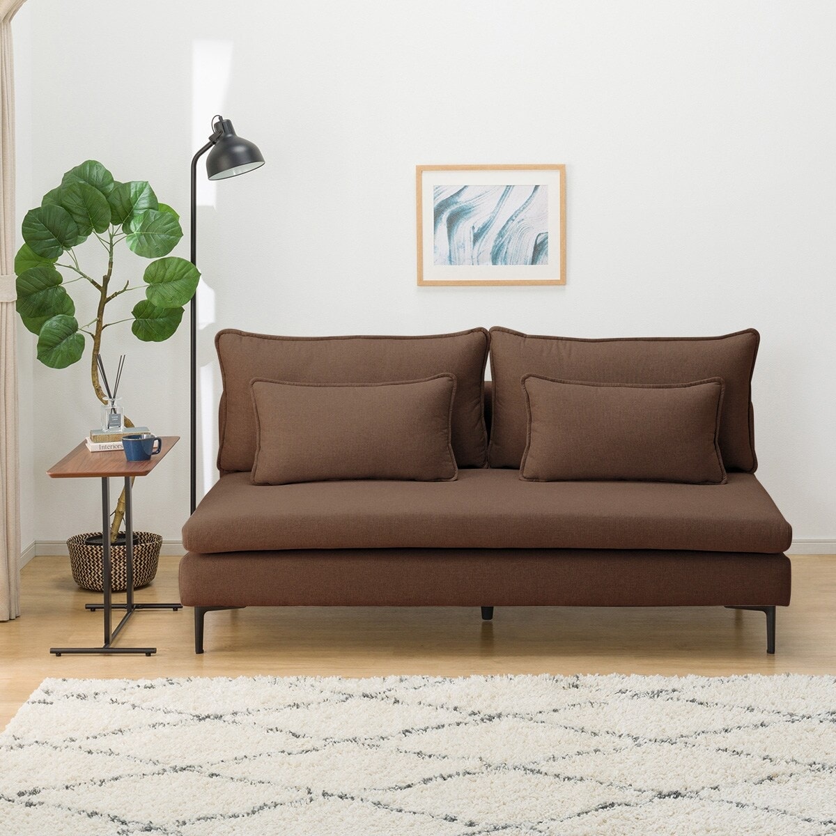 広い座面のゆったりソファ 布張りタイプ (MS01 3人掛け 肘なし BR