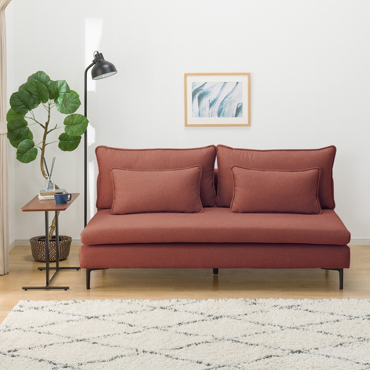 広い座面のゆったりソファ 布張りタイプ (MS01 3人掛け 肘なし RE