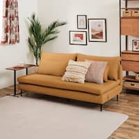 広い座面のゆったり 3人掛けソファ 布張りタイプ (MS01 肘なし YE)