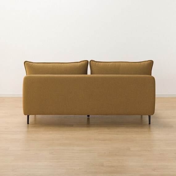 広い座面のゆったり 3人掛けソファ 布張りタイプ (MS01 肘なし YE) 20枚目画像