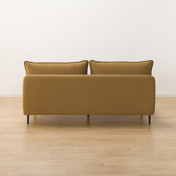 広い座面のゆったり 3人掛けソファ 布張りタイプ (MS01 肘なし YE) 20枚目画像