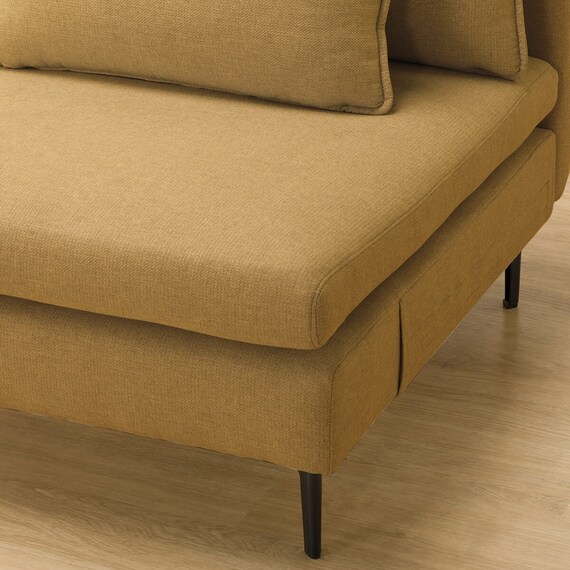 広い座面のゆったり 3人掛けソファ 布張りタイプ (MS01 肘なし YE) 27枚目画像