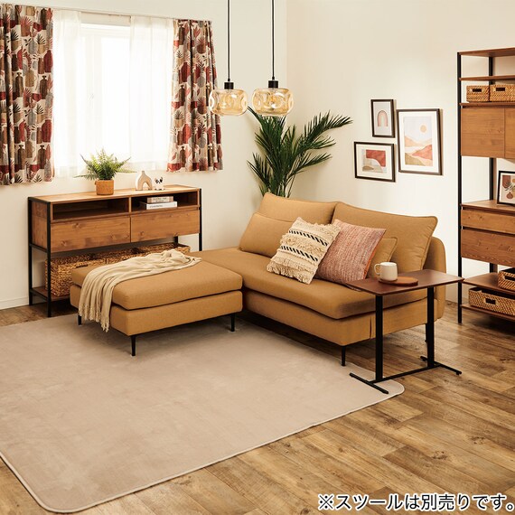 広い座面のゆったり 3人掛けソファ 布張りタイプ (MS01 肘なし YE) 38枚目画像