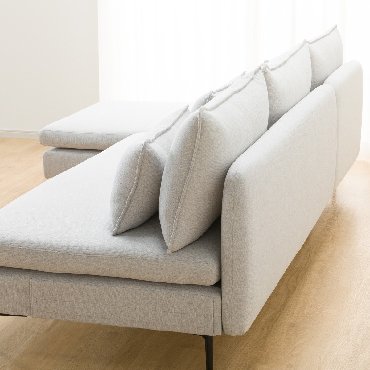 広い座面のゆったりカウチソファ 布張りタイプ (MS01 3P/シェーズ