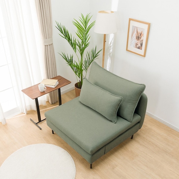 広い座面のゆったり 1人掛けソファ 布張りタイプ (MS01 肘なし YGR) 15枚目画像