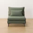 広い座面のゆったり 1人掛けソファ 布張りタイプ (MS01 肘なし YGR) 17枚目画像