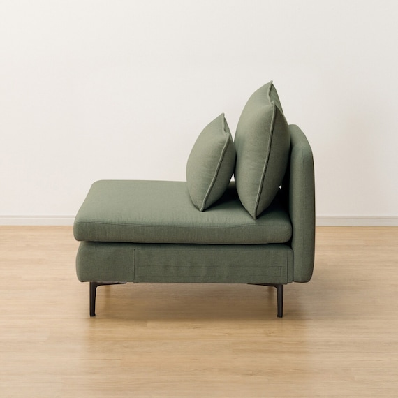 広い座面のゆったり 1人掛けソファ 布張りタイプ (MS01 肘なし YGR) 19枚目画像