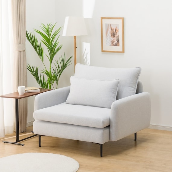 広い座面のゆったり 1人掛けソファ 布張りタイプ (MS01 肘あり LGY) 1枚目画像