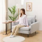 広い座面のゆったり 1人掛けソファ 布張りタイプ (MS01 肘あり LGY) 14枚目画像