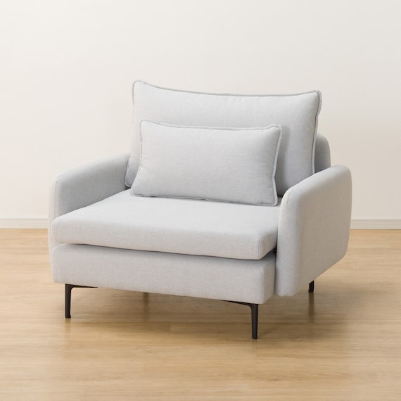 広い座面のゆったり 1人掛けソファ 布張りタイプ (MS01 肘あり LGY) 18枚目画像