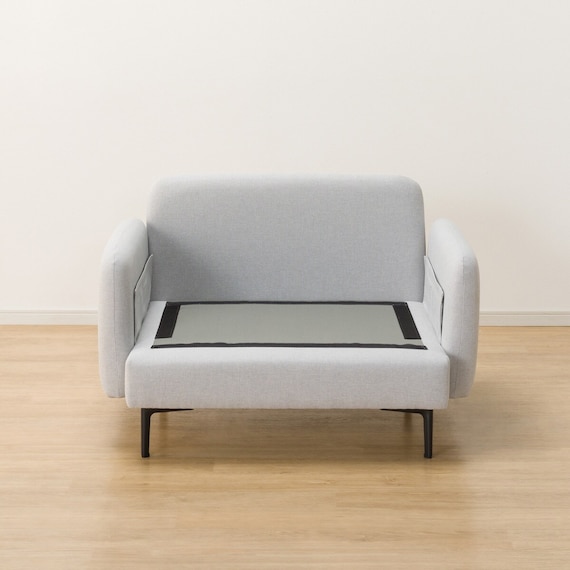 広い座面のゆったり 1人掛けソファ 布張りタイプ (MS01 肘あり LGY) 20枚目画像