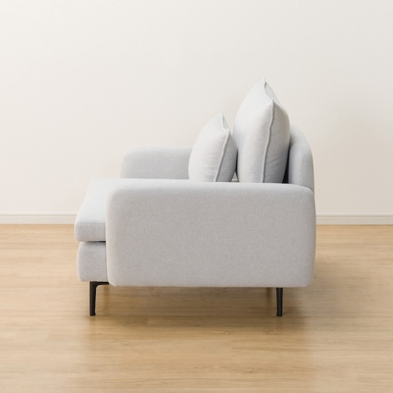 広い座面のゆったり 1人掛けソファ 布張りタイプ (MS01 肘あり LGY) 21枚目画像