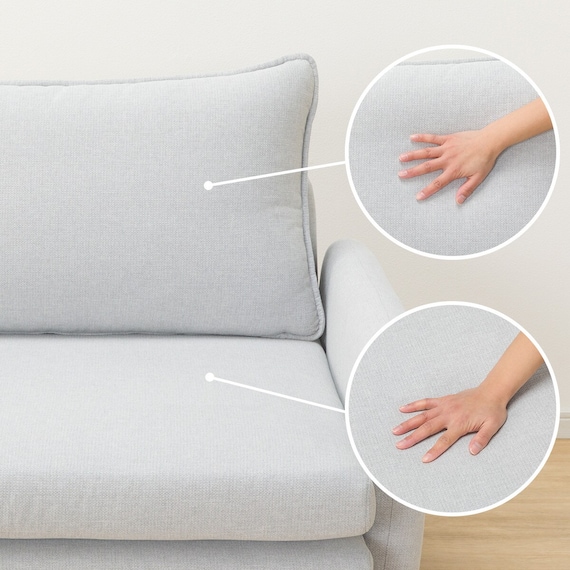 広い座面のゆったり 1人掛けソファ 布張りタイプ (MS01 肘あり LGY) 24枚目画像