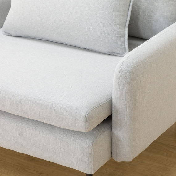 広い座面のゆったり 1人掛けソファ 布張りタイプ (MS01 肘あり LGY) 29枚目画像