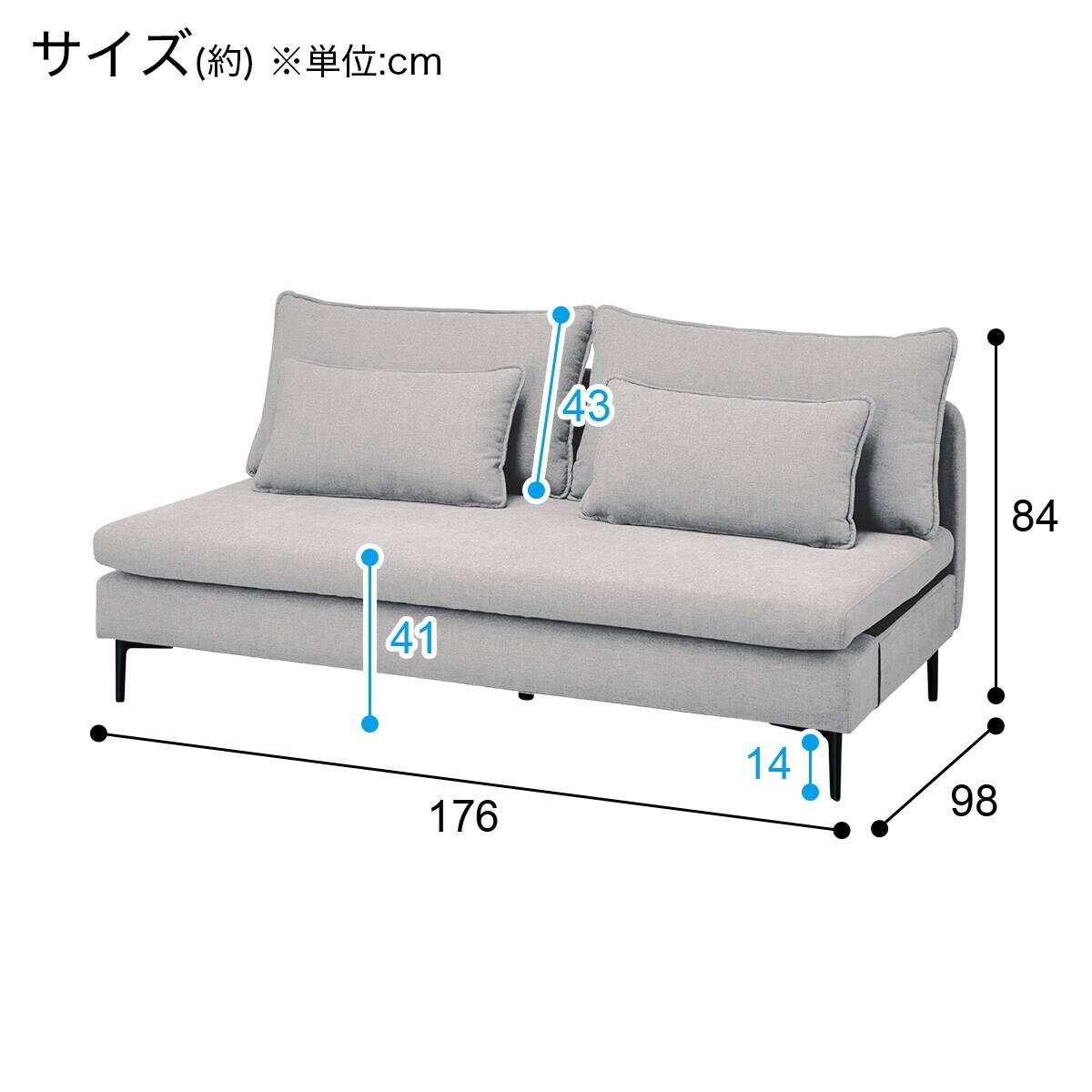 現状品 ニトリ 3人掛けソファ 幅 約196cm レザー グレー系 大型 3P