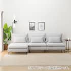 傷・汚れに強い 広い座面のゆったり 1人掛けソファ2台 + シェーズセット 布張りタイプ (MS01 1P×2/シェーズ 肘なし Nシールド LGY) 3枚目画像