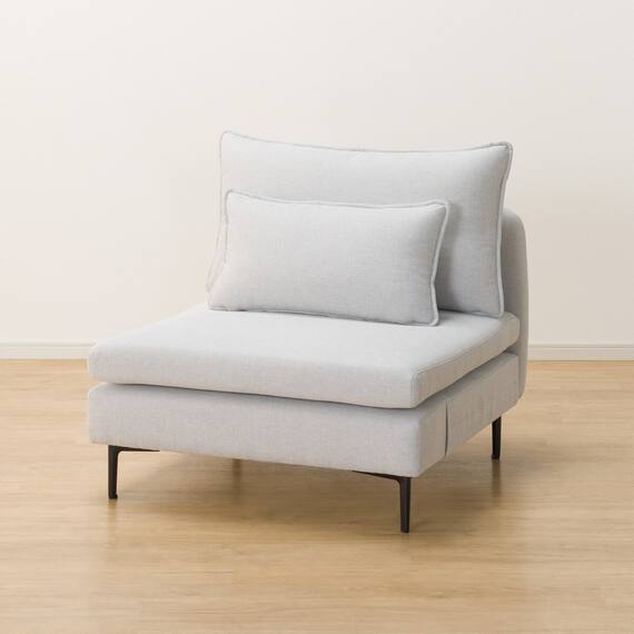 傷・汚れに強い 広い座面のゆったり 1人掛けソファ + シェーズセット 布張りタイプ (MS01 1P/シェーズ 肘なし Nシールド LGY) 17枚目画像