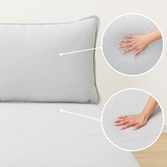 傷・汚れに強い 広い座面のゆったり 1人掛けソファ + シェーズセット 布張りタイプ (MS01 1P/シェーズ 肘なし Nシールド LGY) 28枚目画像