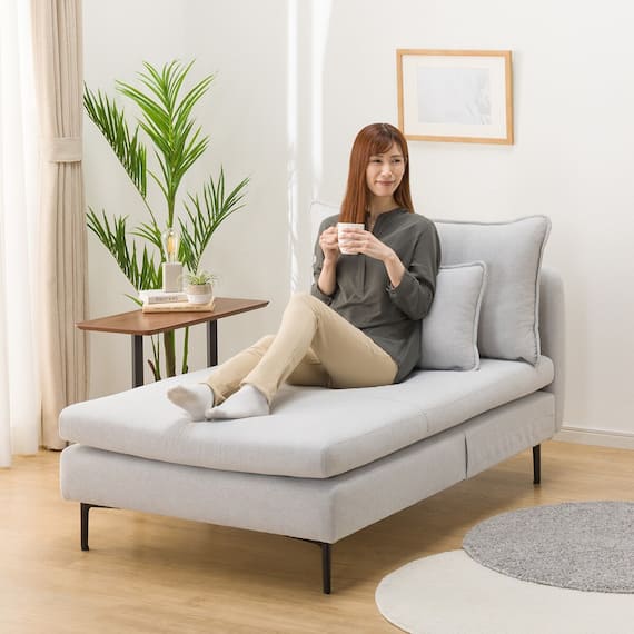 傷・汚れに強い 広い座面のゆったり シェーズロング 布張りタイプ (MS01 肘なし Nシールド LGY) 16枚目画像