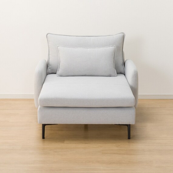 広い座面のゆったり シェーズロング 布張りタイプ (MS01 肘あり LGY) 19枚目画像