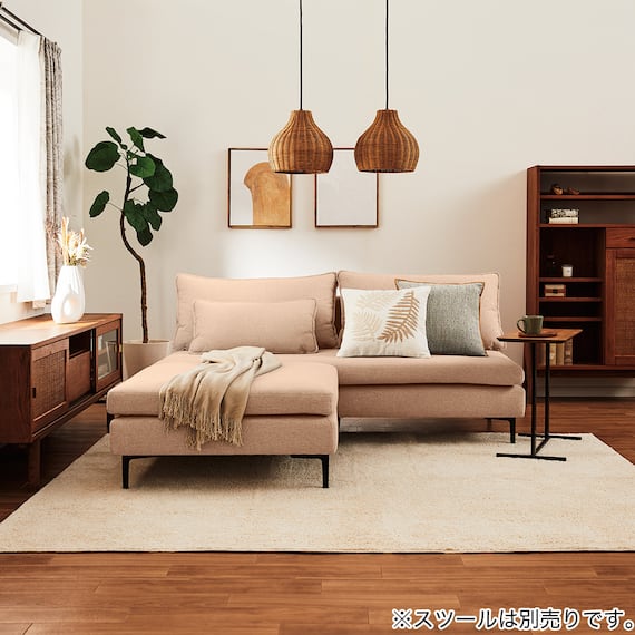 傷・汚れに強い 広い座面のゆったり 3人掛けソファ 布張りタイプ (MS01 肘なし Nシールド BE) 39枚目画像