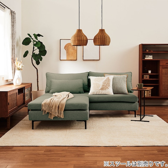 傷・汚れに強い 広い座面のゆったり 3人掛けソファ 布張りタイプ (MS01 肘なし Nシールド YGR) 38枚目画像